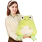 Elainren Chubby Anime Frog Plush Toy Furry Frog Stuffed Animals Kawaii Green Froggie Plushie Dolls Gifts/13.8''