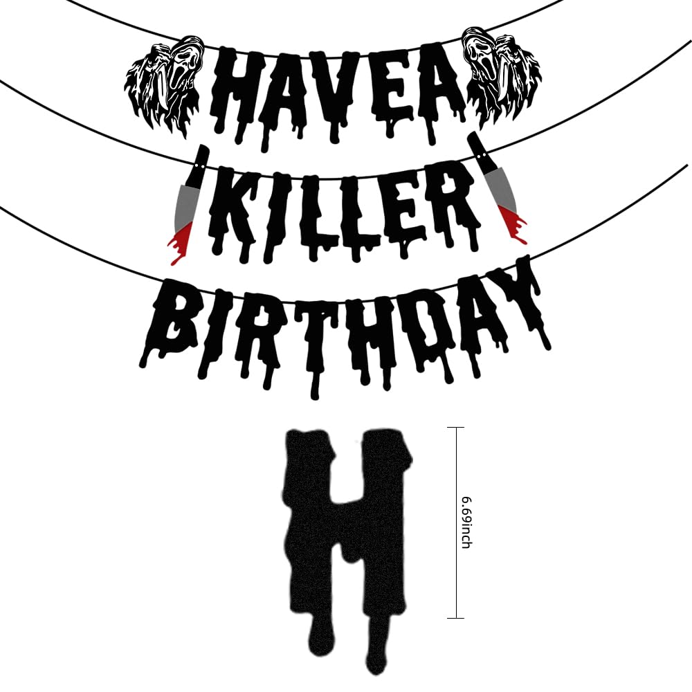 Quimoy Have A Killer Birthday Decorations, Halloween Banner Decorations, Halloween Decorations With 12 Pcs Bat Wall Sticker D  C