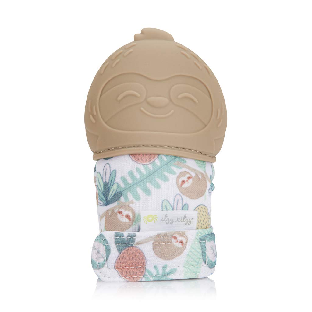 Itzy Ritzy Silicone Teething Mitt - Adjustable Crinkle Sound Toy for Infants - 1 Count - Sloth