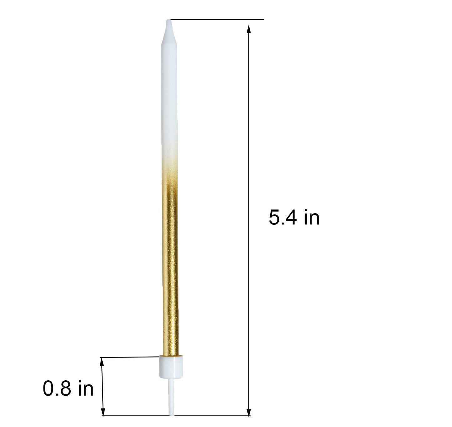24 PCS White Gold Birthday Candles, Tall Glitter Cuppcake candles Long Thin Cake candles in Holders for Birthday Wedding Party D
