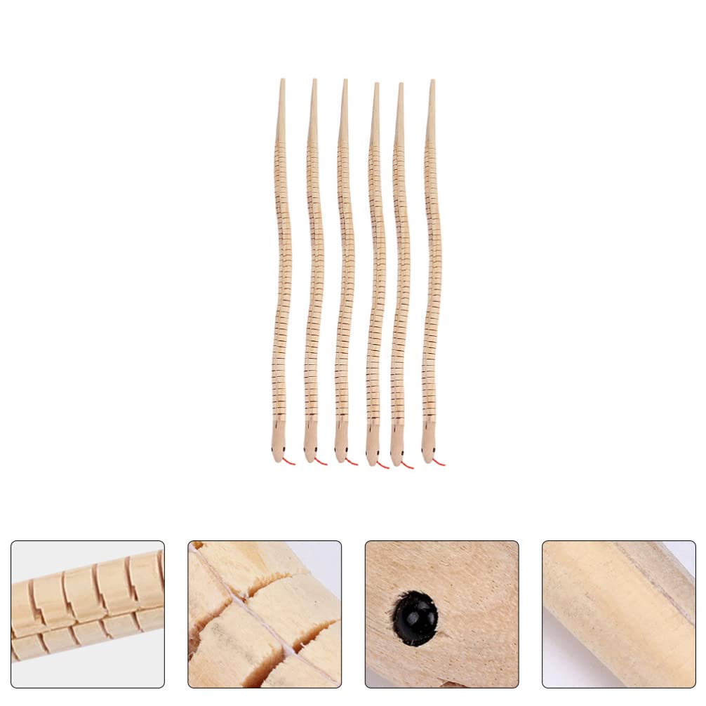 Unfinished Wooden Wiggly Snakes Toy: Jointed Flexible Wood Snake to Paint 6pcs Blank Animal Model for DIY Arts Crafts Birthday P