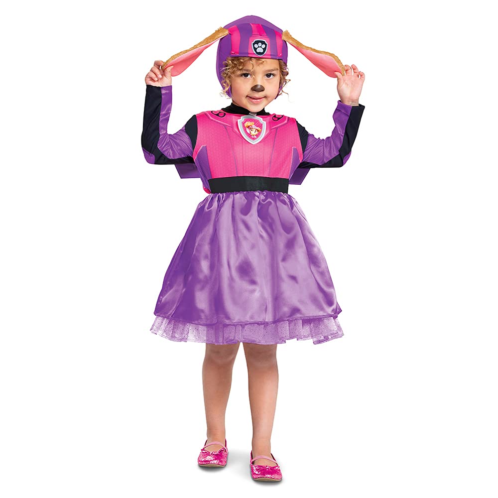 Paw Patrol Skye Costume Hat And Jumpsuit For Girls, Deluxe Paw Patrol Movie Character Outfit With Badge, Toddler Size Small (2T) Multicolored