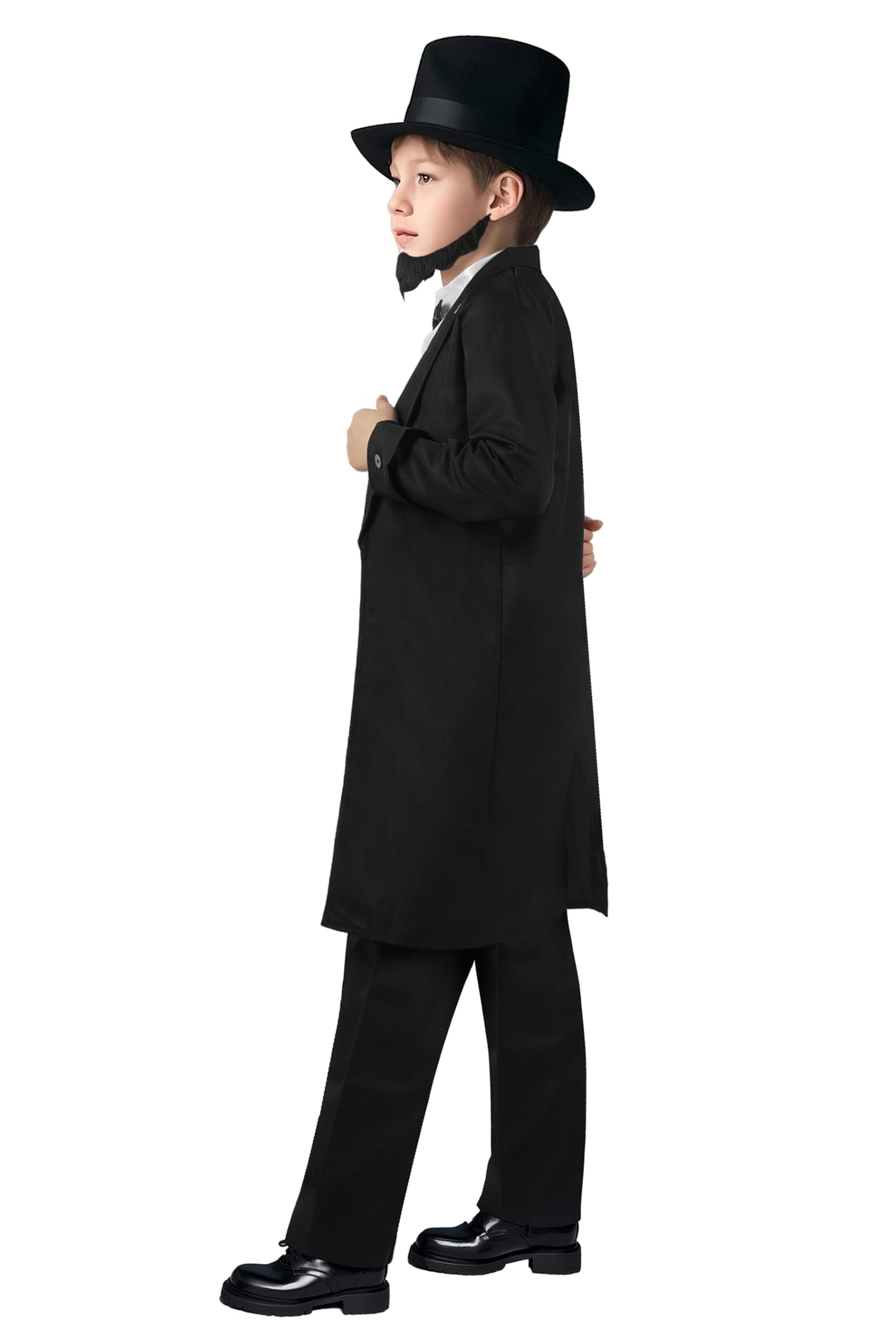 Rayekrot Deluxe Kids Abraham Lincoln Costume Boys Presidents Day Costume Halloween Cosplay Dress Up (10-12 Years) Black