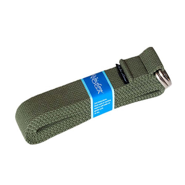6ft Olive YOGA STRAPS100% cotton with sturdy metal D-ring