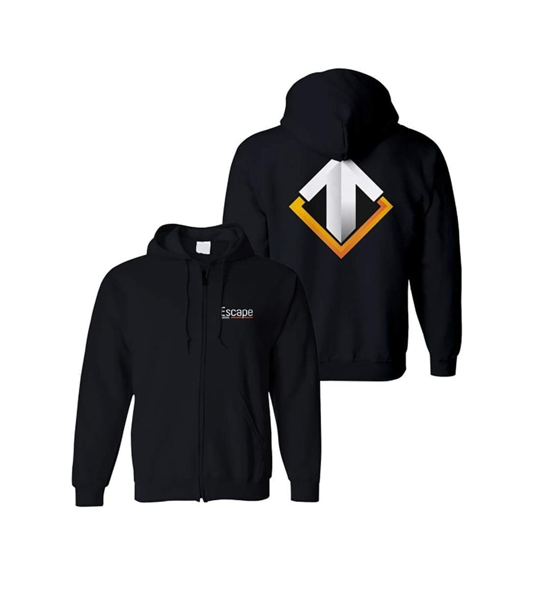 Gaya Entertainment Escape Gaming Large Logo Black Zip-Up Mens Hoodie, X-Large