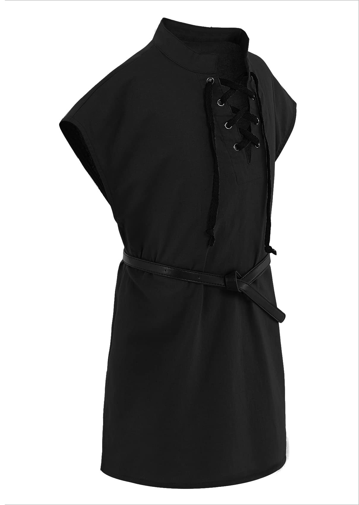 Boys Renaissance Pirate T Shirts Viking Medieval Sleeveless Lace Up Costume Scottish Cotton Tank Tops