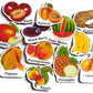 Futurez Key Wooden Magnetic Fruits Name Cards/Multicolour Flash Card For Kids/Attractive Shape With Fruits Name (10 Pieces)