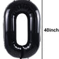 Toniful 40 Inch Black Large Numbers Balloons 0-9,Number 3 Digital 3 Helium Balloons,Foil Mylar Big Number Balloons For Birthday