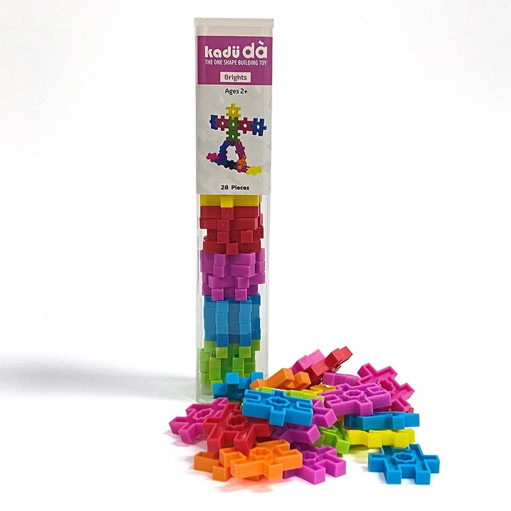 Incredibly Interconnectable Toys Kadu Da Brights 28 Piece Set - Stem/Steam Building + Construction Toy, For Open + Imaginative P