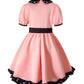 IWALUE Kids Girls 1950s Poodle Party Dresses Halloween Costume Skirt Set Dress Up(Pink,7-8 Years)