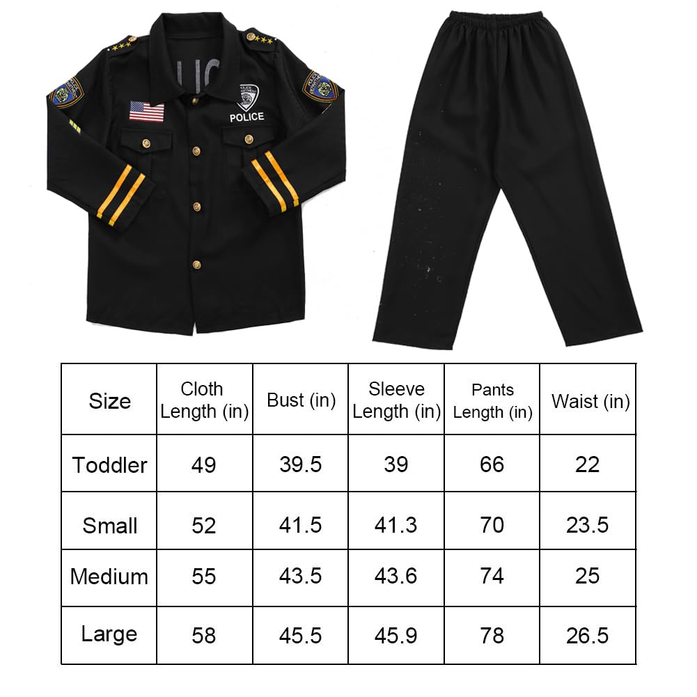 Twister.Ck Police Officer Costume For Kids, Police Costume For Boys, Police Cop Costume-Shirt,Pants,Hat, Belt,Halloween Cosplay Party (M)