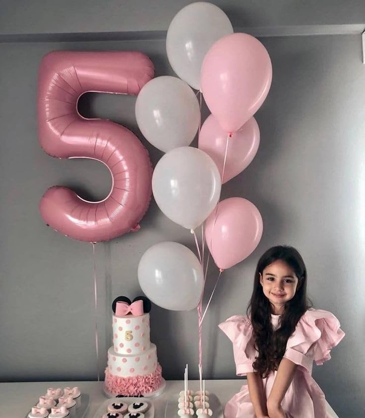 Pearlescent Pink 7 Balloon, Number Balloons 40 Inch, 7Th Birthday Decorations For Girls Kids, Party Decoration For Women, Number
