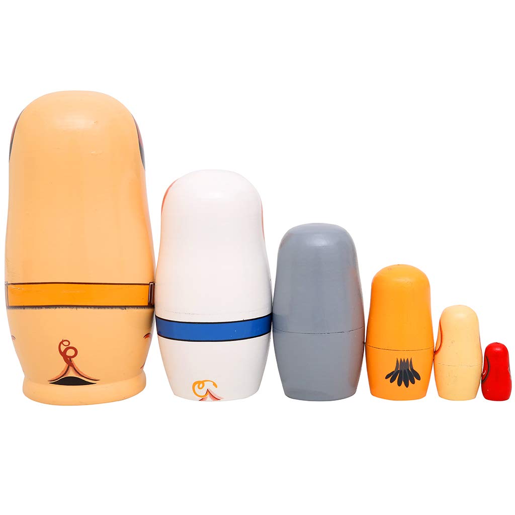 Moonmo 6Pcs Handmade Wooden Russian Nesting Dolls Russian Nesting Dolls Cute Dogs Matryoshka Dolls.