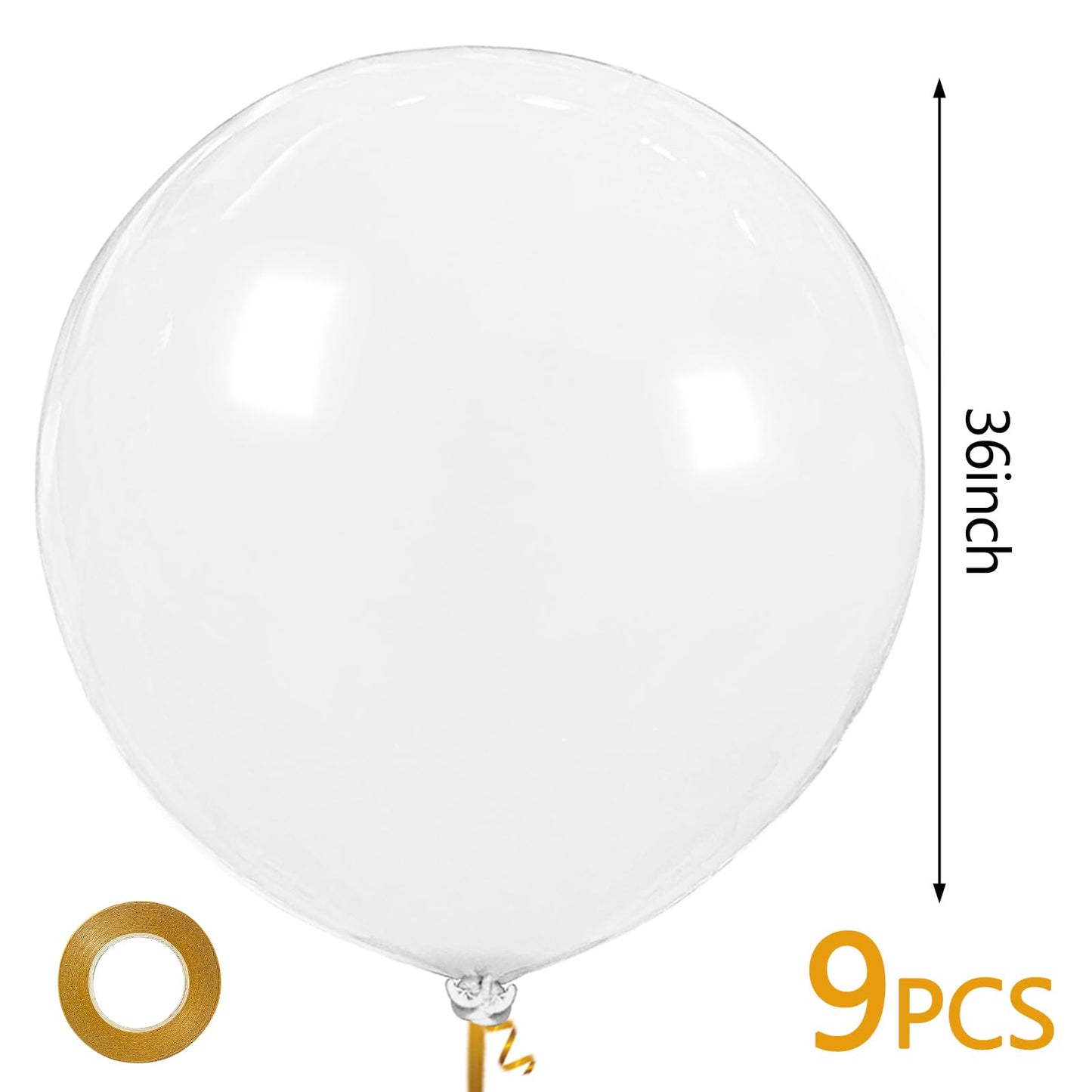 White Big 36 Inch Balloons, 9Pcs White Giant Big Latex Balloons, Large Balloons For Birthday Wedding Party Decorations. (White)
