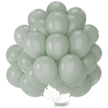 Partywoo Boho Green Balloons, 50 Pcs 12 Inch Spring Rain Green Balloons, Pastel Green Balloons For Balloon Garland Or Arch As Party Decorations, Birthday Decorations, Wedding Decorations, Green-F59