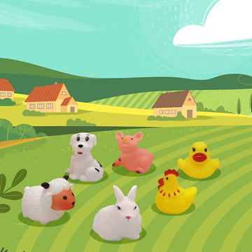Artcreativity Vinyl Farm Animals, Pack Of 12 Assorted Squeezable Toys, Farm Birthday Party Favors For Kids, Fun Bath Tub And Pool Toys For Children, Educational Learning Aids For Boys And Girls