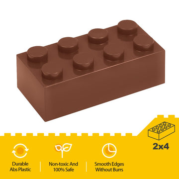 Unirolic Classic Building Bricks, 100 Piece 2X4 Building Blocks Stem Creative Building Toys Compatible With All Major Brands, Moc Building Bricks Diy Play Set For Kids(Brown)