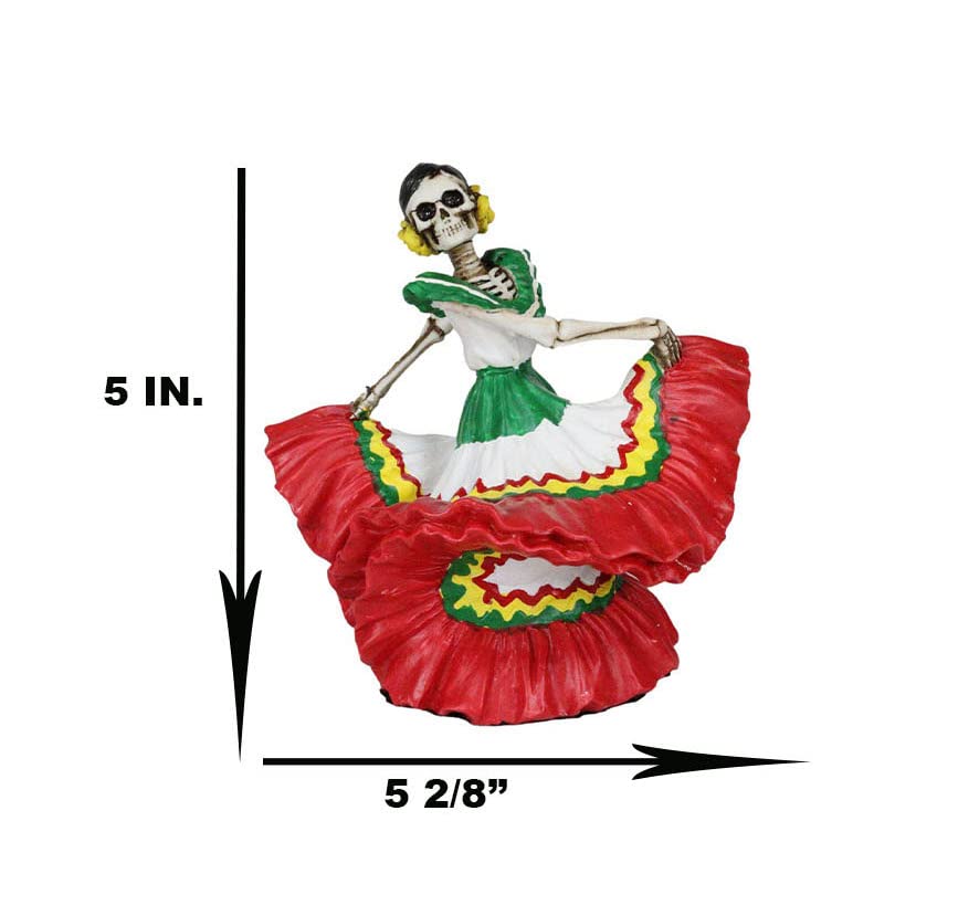 Ebros Dia De Los Muertos Danza De Dama Day Of The Dead Red Matador Lady Skeleton Dancer Statue 5.25' High Sugar Skull Vivas Calacas Decor Figurine For Halloween Prop Gothic Collectible