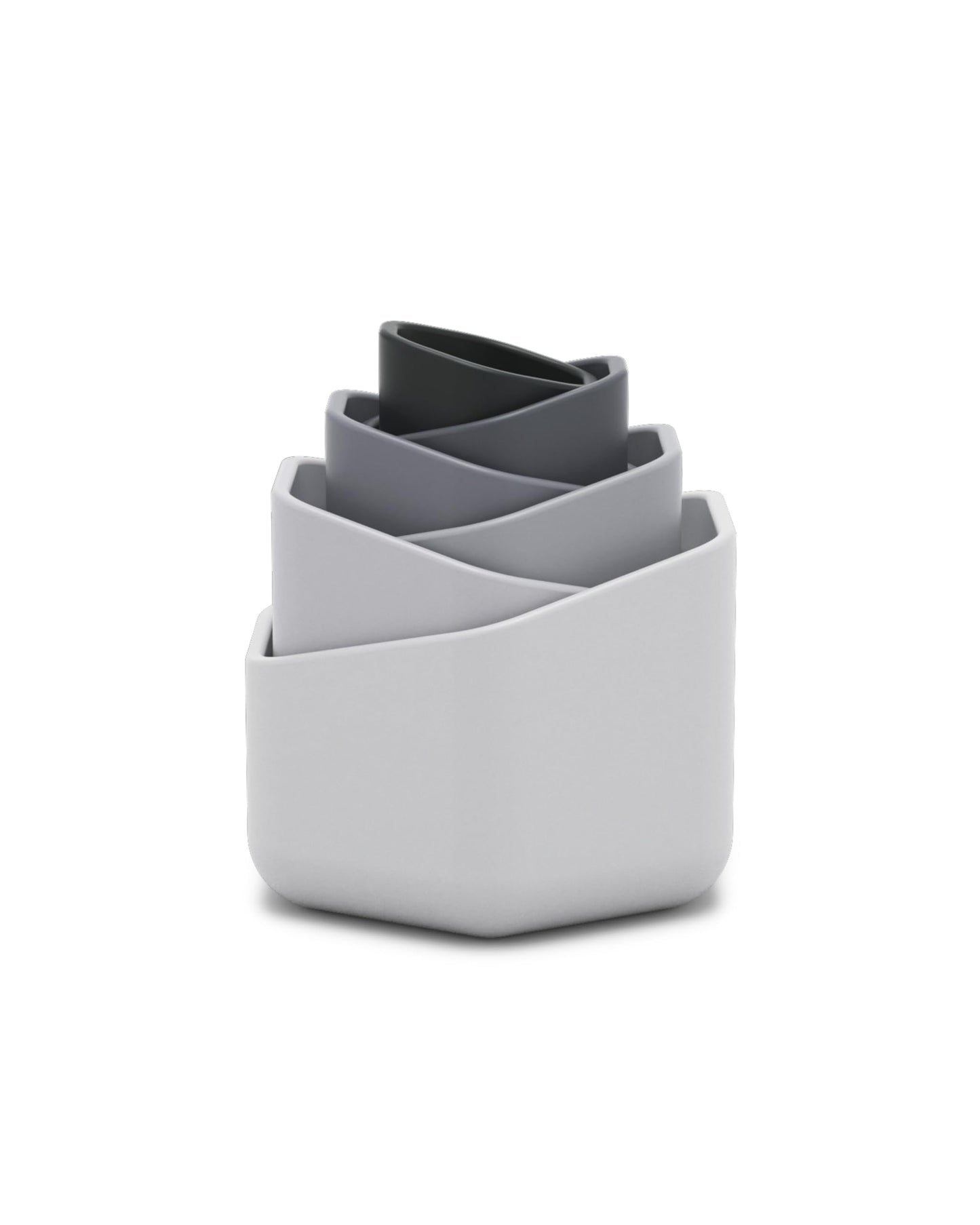 Lalo Stacking Cups - Baby and Toddler Stacking Cups for Bath Time  6 Nesting Cups with Openings - Non-Toxic  BPA-Free Silicone Bath Toy  Easy to Clean for 6 Months And Up - B&W