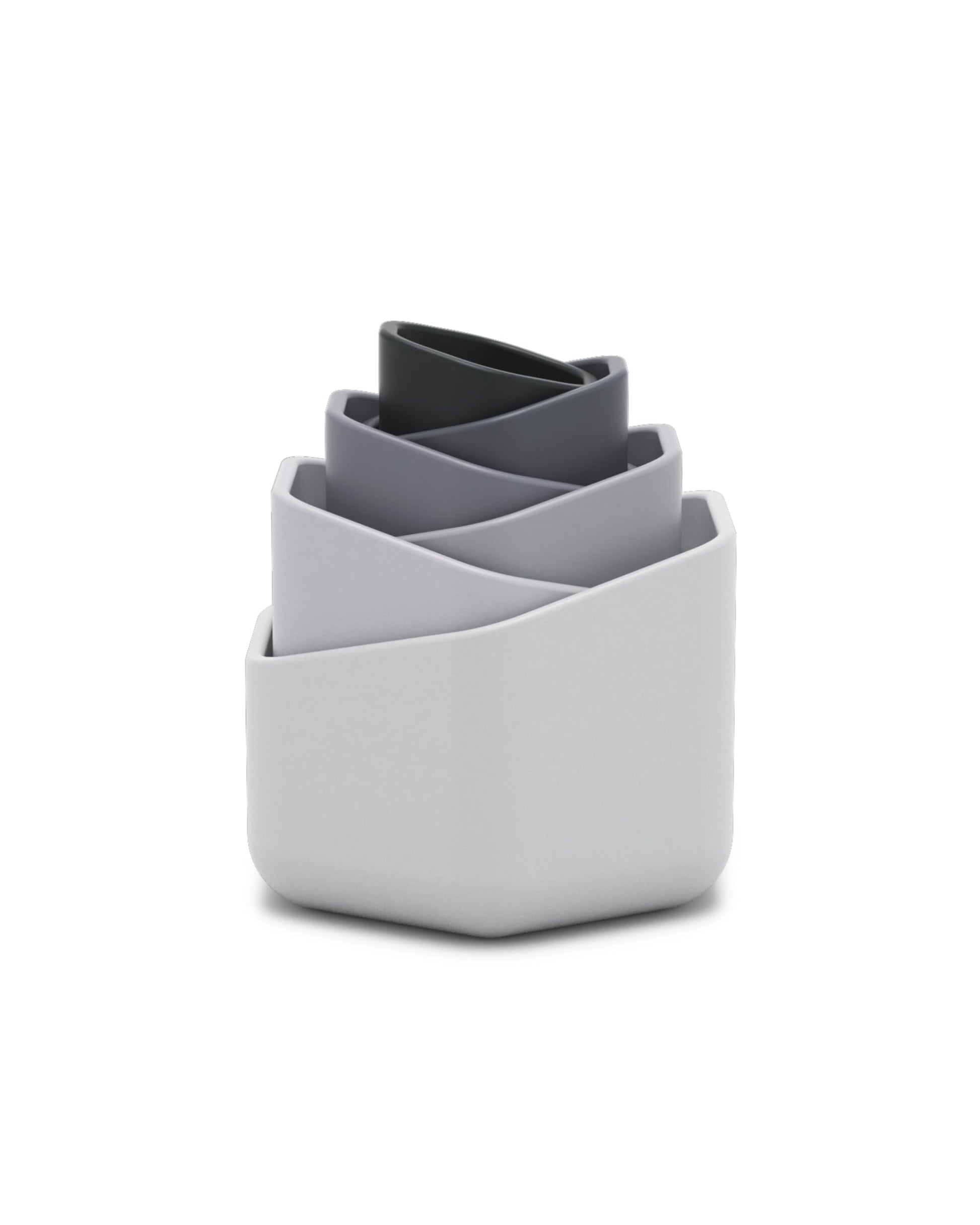 Lalo Stacking Cups - Baby and Toddler Stacking Cups for Bath Time  6 Nesting Cups with Openings - Non-Toxic  BPA-Free Silicone Bath Toy  Easy to Clean for 6 Months And Up - B&W