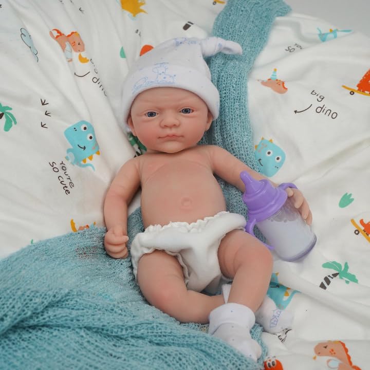 Mire & Mire Reborn Baby Dolls 12'''' Boy Micro Preemie Full Body Silicone Baby Doll Realistic Open Eyes Baby Doll (Blue), Pink