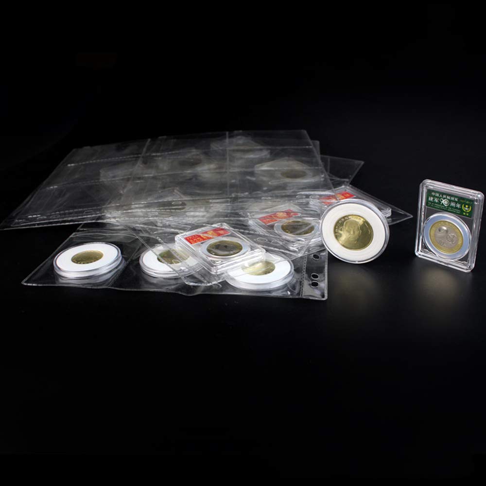 9 Pocket Coin Pages, 10 Sheets Plastic Coin Holders Stamp Collector Supplies for Coin Stamp Currency Collection
