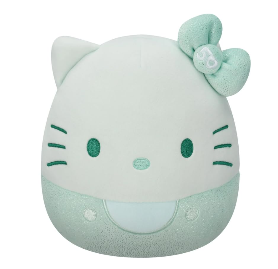 Squishmallows Hello Kitty Monochrome 50th Anniversary Teal  8 Inch Ultra Soft Toy