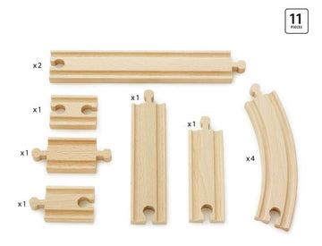 BRIO World 33401 Beginner's Expansion Pack | 11-Piece Kids Wooden Train Track Set | Enhances Motor Skills | Compatible with All