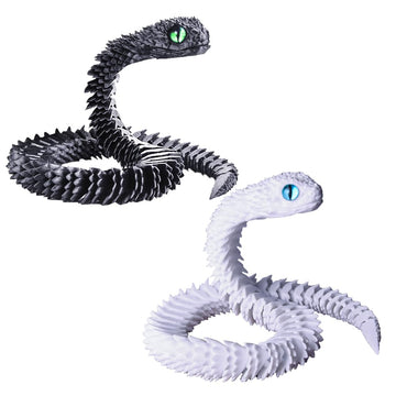 Wuqiren 2Pcs 18'' 3D Printed Snake,3D Printed Animals,Like Movable Snake Realistic Slithering Design (Black And White)