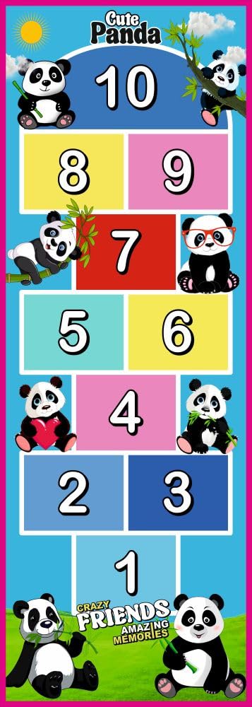 Panda Hopscotch Mat for Kids, Hopscotch Game and Jumping Mat, Indoor and Outdoor Play Equipment, Physical Activity Toy for Kids 