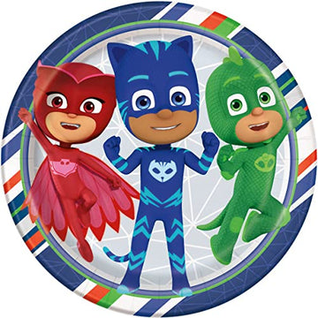 PJ Masks Birthday Party Supplies Decoration Bundle includes Lunch Plates, Napkins, Cups, Table Cover, Paper Masks (Bundle for 16