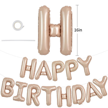 Toniful Light Brown Happy Birthday Balloons Banner, 16 Inch Light Brown Mylar Foil Letters Birthday Sign For Girls Boys Kids & A