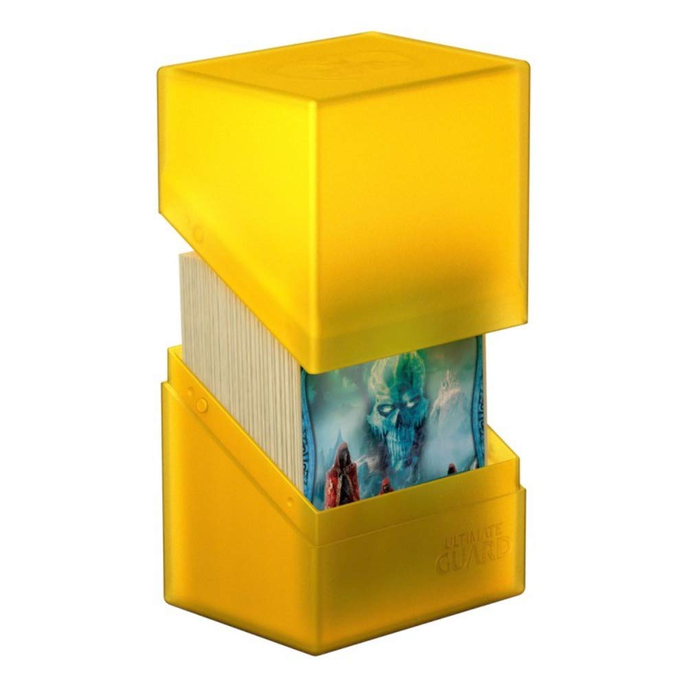 Ultimate Guard Boulder 80+, Deck Case For 80 Double-Sleeved Tcg Cards, Amber, Secure & Durable Storage For Trading Card Games, Soft-Touch Finish