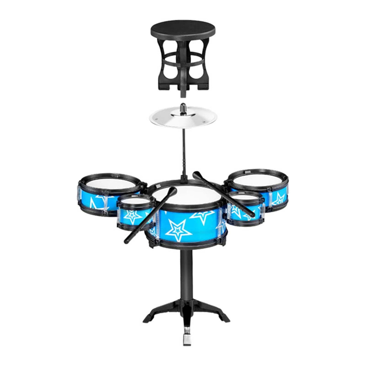 Calandis Simulation Kids Drum Toys Playset Jazz Drum Kits For Kids Boys Blue With Chair | Sets & Kits | Drums | Percussion