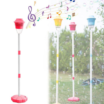Bubble Maker Stand, Outdoor Vertical Bubbles Machine for Kids, Rechargeable & Automatic Bubble Maker with Night Light and Music,