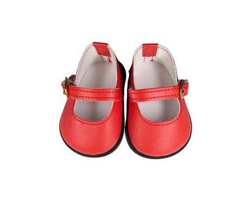 18'' American Doll Shoes- Mary Jane Matte Black, Red, White, Pink, Shiny Black Shoe (18'' Doll, Red)