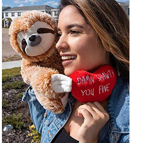 Birthday Gifts For Women - Sloth Stuffed Animal - Shawty You Fine For Her, Stuffed Sloth Plush Toy For Her - Girlfriend Gift - L