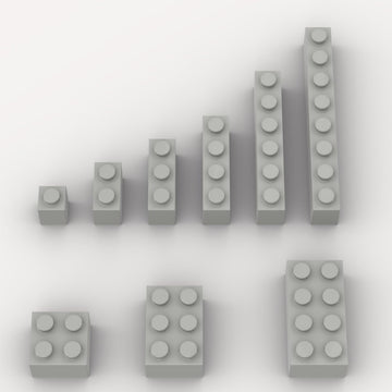 100 Piece Light Gray Bricks Bulk Assortment Pack, 9 Size Light Grey Classic Building Blocks Bricks, Compatible With Lego Parts A