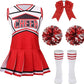 Lmyove Classic Red 5-Piece Cheerleading Set For Kids - Includes Top, Skirt, Pom Poms, Headband, And Socks,12-14Y