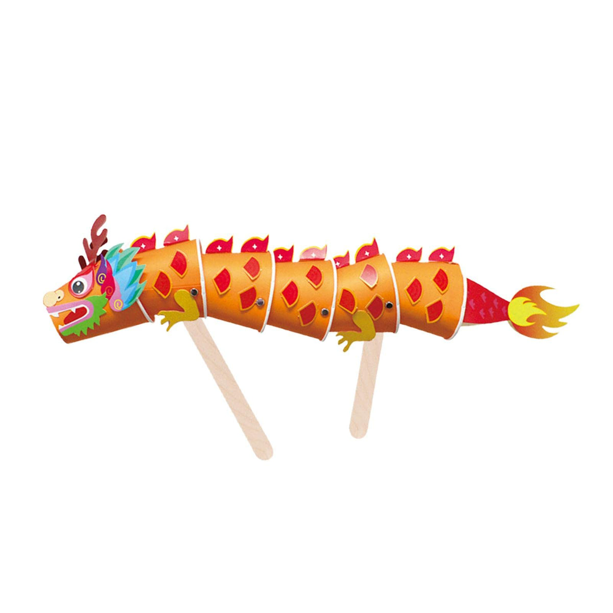 ATORSE Handmade Dragon Paper Cup Handcraft Art Craft Educational Toys for Activity Orange
