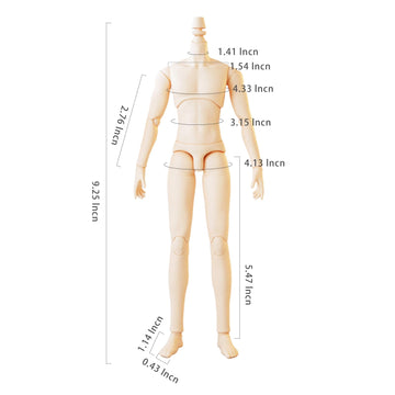 Ymy23 25 Male Doll Body Compatible With Ob22 Ob24 Gsc Bjd Doll Head Diy Drawing Mannequin Action Figure Models(Normal White-9.25