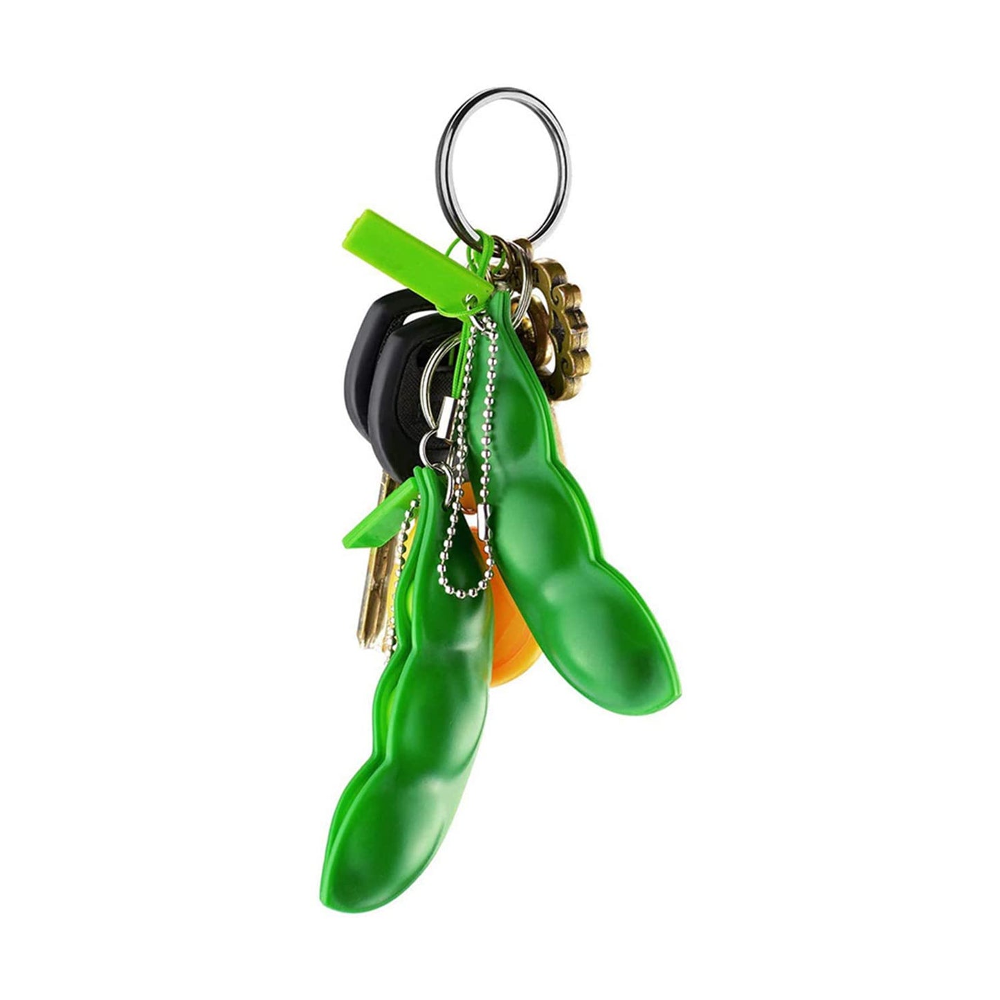 10 Pieces Extrution Beans Fidget Toy  Stress Relief Fidget Toys Funny Squishy Edamame Soy Beans Pea Popper Keychain Keyring