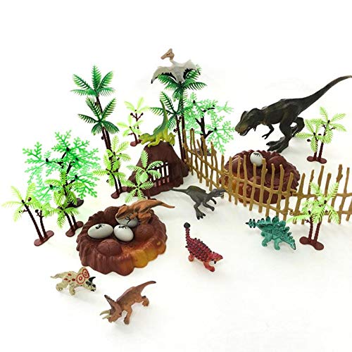 30 Piece Dinosaurs Toys Set - Plastic Dinosaurs Figures, Realistic Dinosaurs Trees & Rocks,Dinosaur Eggs and Nest,Kids Dinosaurs