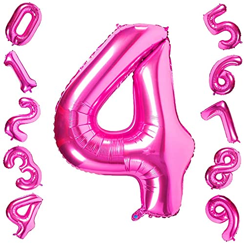 Atpata Funky Pink Number Foil Balloons for Numeric Milestone Parties (40 INCH, 4)