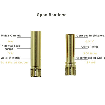 20 Pairs Amass 4.0mm 4mm Gold Banana Bullet Connector Plug Male Female for RC Battery ESC Motor