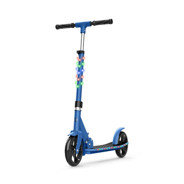 Jetson Scooters - Jupiter Jumbo Kick Scooter (Blue) - Collapsible Portable Kids Push Scooter - Lightweight Folding Design With Big Wheels And High Visibility Rgb Light Up Leds On Stem And Deck