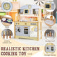 WoodenEdu Kitchen Playset for Kids Ages 3-8, Wooden Pretend Play Kitchen with Cooking Accessories, Dimensions: 38    H x 31    W
