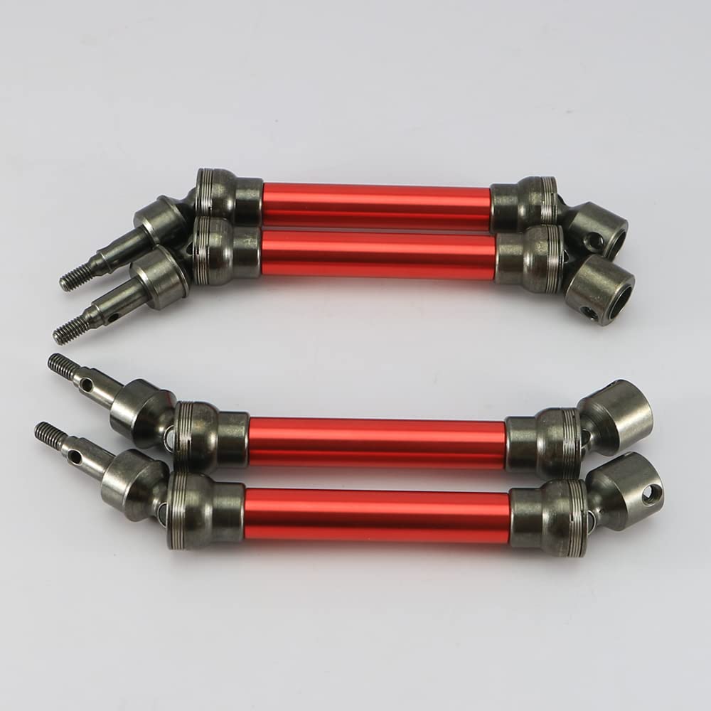 RCAWD 4X Slider Front/Rear Drive Shaft Set for 1/10 Arrma Big Rock 4X4 V3 3S Blx Brushless Monster Truck RTR Upgrade Parts(Red)