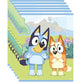 Bluey Dog Birthday Party Supplies Bundle includes 16 Plastic Party Favor Loot Bags and 1 Dinosaur Sticker Sheet