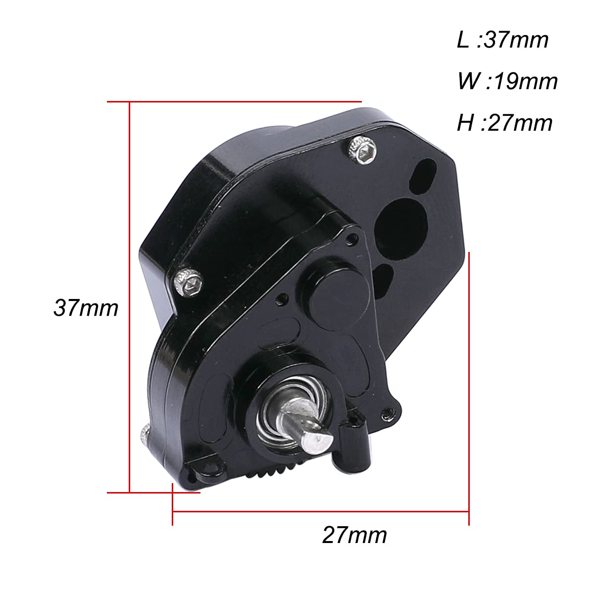 Rzxylrc Aluminum Alloy Transmission Case Gearbox Complete For 1/24 Axial Scx24 Rc Crawler Upgrades (Black)